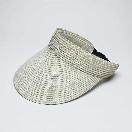 NWOT Cream Woven Paper Sun Visor Hat