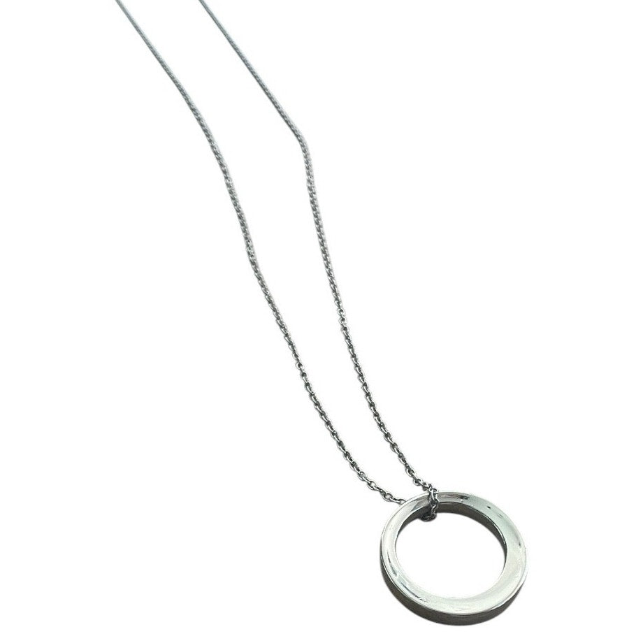 Silver Chain Long Thick Hoop Pendant Necklace