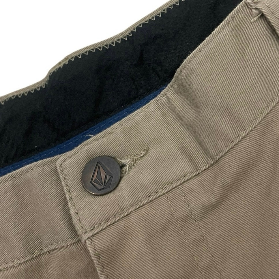 Volcom Mens Khaki Chino Flat Front Shorts