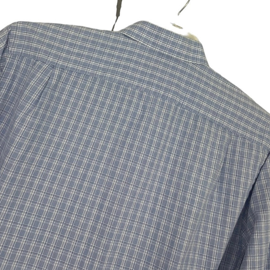 1901 Mens Light Blue Plaid Cotton Long Sleeve Button Down Shirt