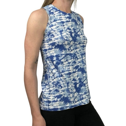 Reebok Blue & White Tie Dye Tank Top