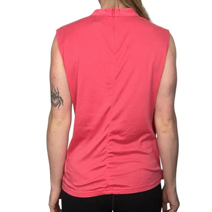 Doncaster Coral Pink V-Neck Wrap Short Sleeve Blouse