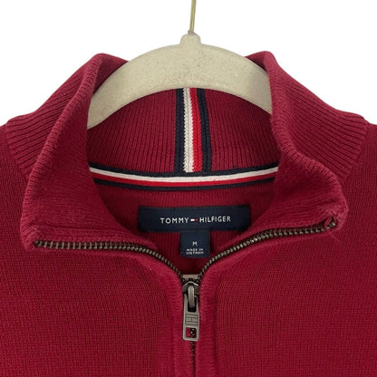 Tommy Hilfiger Mens Red Quarter Zip Sweatshirt