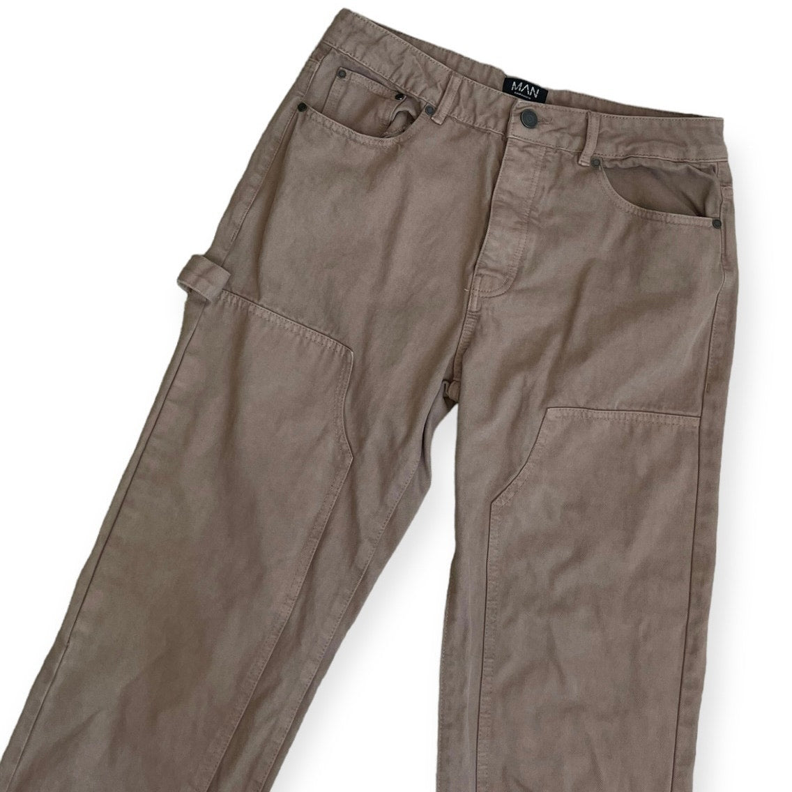 Boohoo Man Mens Beige Cargo Pants