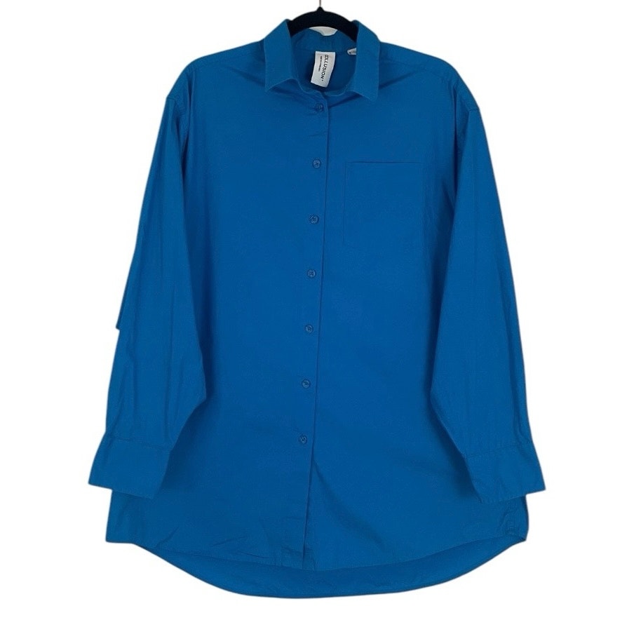 Collusion Vibrant Blue Oversized Long Sleeve Button Down Shirt