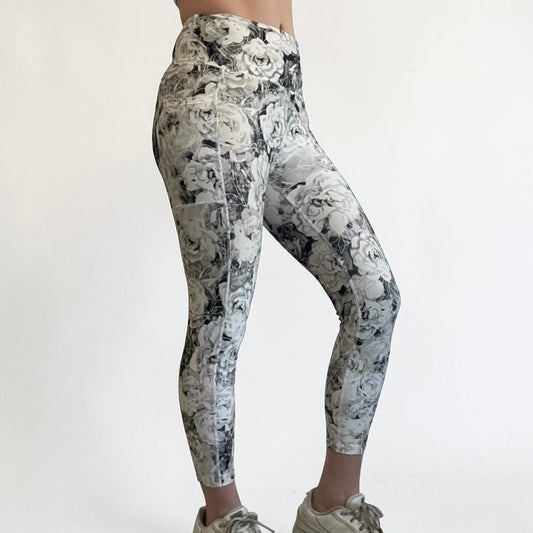 Grey Rose Floral Active Leggings