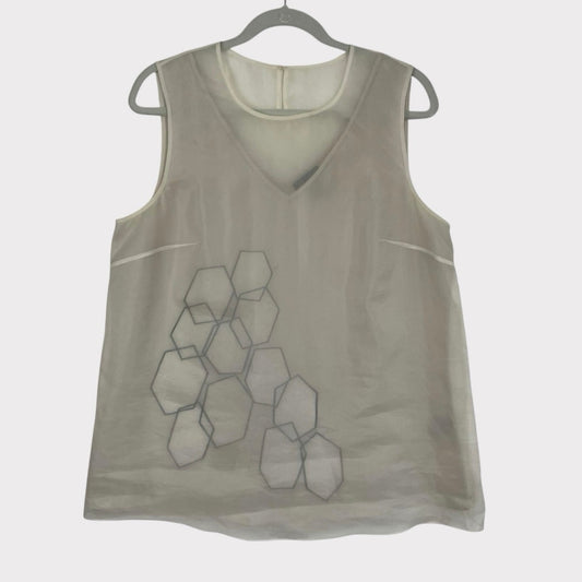 Doncaster Nude Geometric Sheer Layered Tank Top Blouse