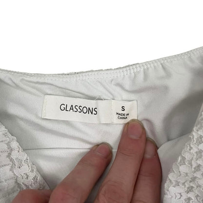 Glassons White Lace Strapless Cropped Bandeau Top