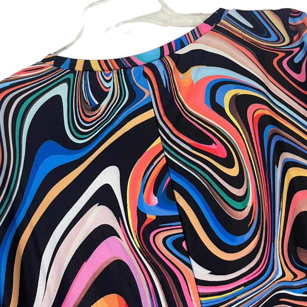 Colorful Funky Swirly Short Sleeve Blouse