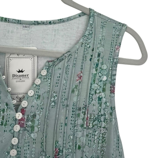 NWT Disamer Green Abstract Print Blouse