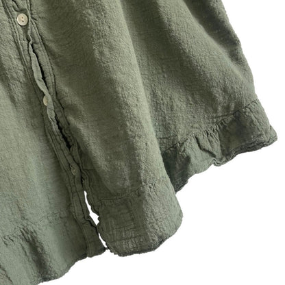 Diverse Olive Green Ruffle Trim Blouse