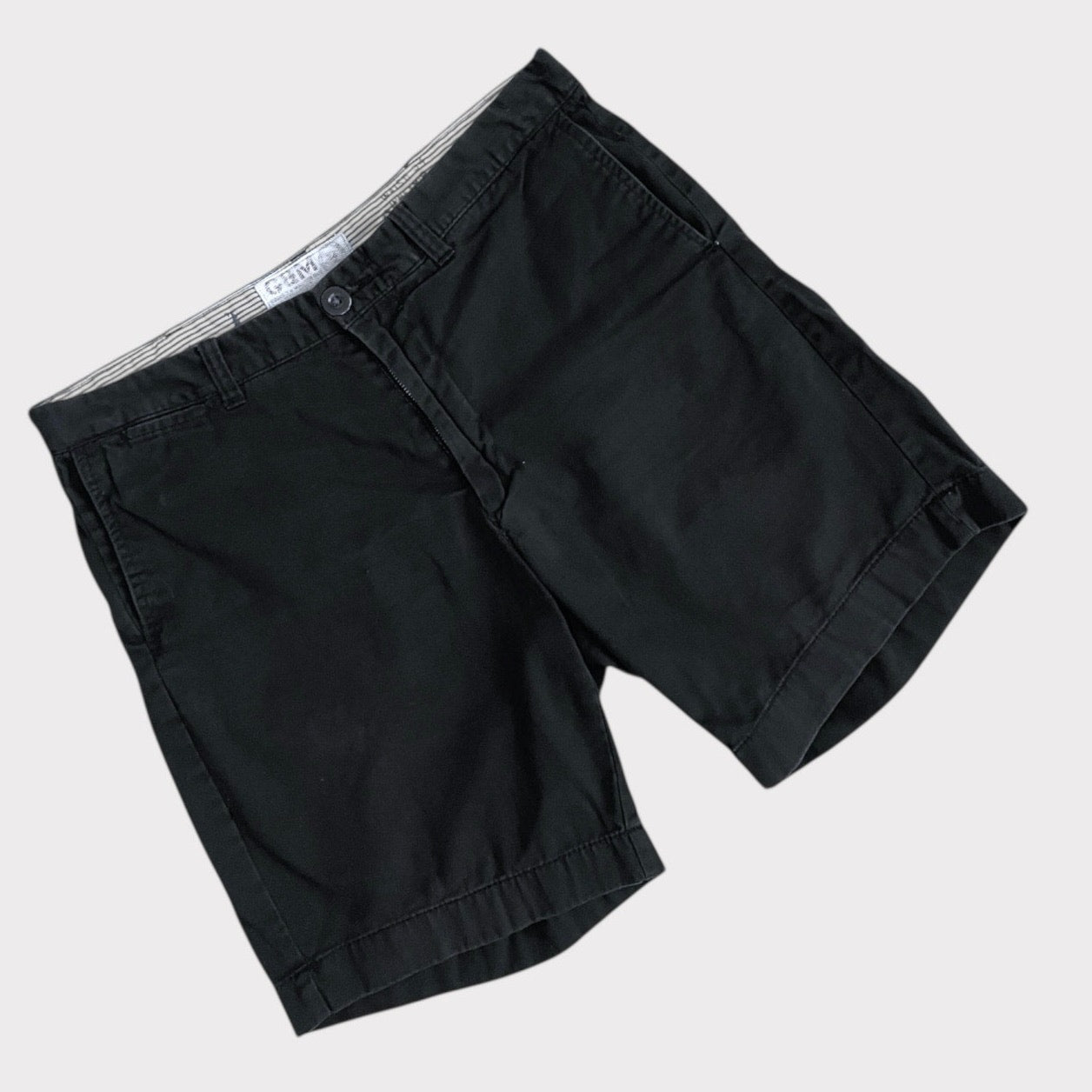G&M Mens Black Stanley Chino Cotton Twill Shorts
