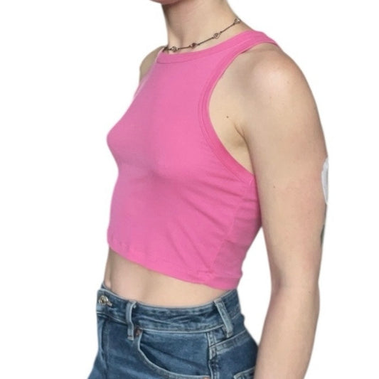 Sun-deh Pink Cropped Ribbed Tank Top