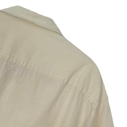 Mens Beige Button Down Short Sleeve Shirt