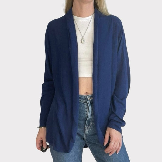 Tracy Negoshian Blue Silk Cardigan Sweater