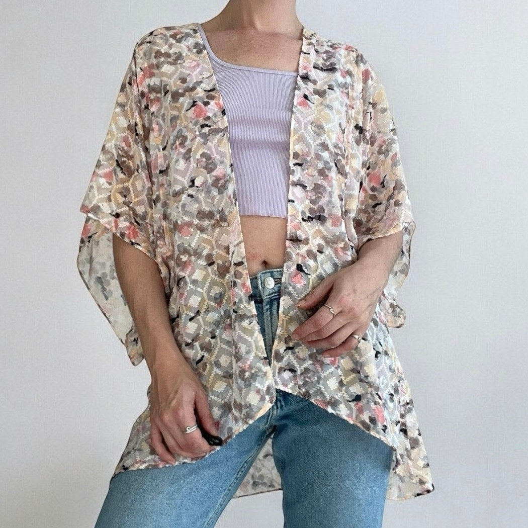 Beautiful Sheer Boho Patterned Colorful Shrug Sweater