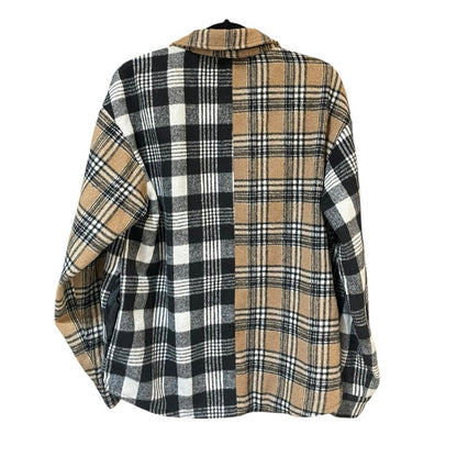 Adika Beige and Black Plaid Button Down Jacket