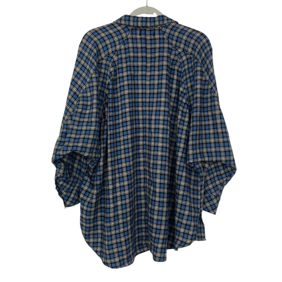 BDG Blue Plaid Oversized Flannel Button Down Top