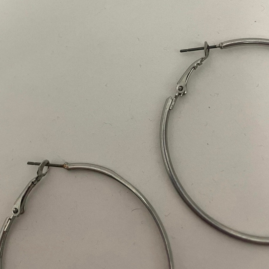 Large Silver Hoop Earrings