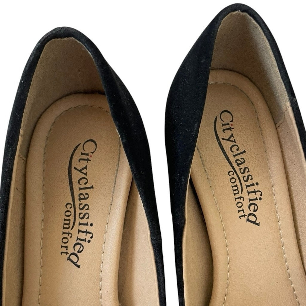 City Classified Black Faux Suede Comfort Pumps Heels