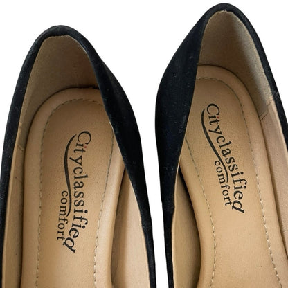 City Classified Black Faux Suede Comfort Pumps Heels