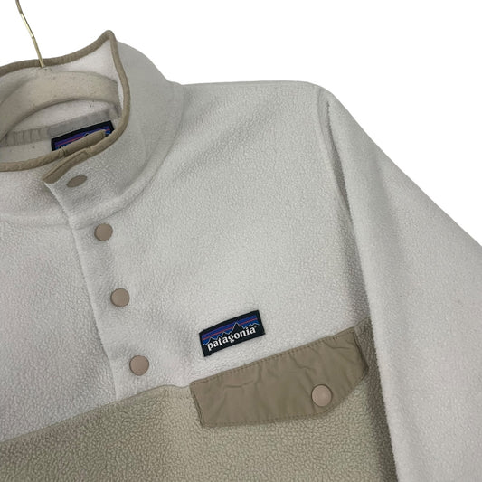 Patagonia Synchilla Cream & Beige Color Block Snap-T Fleece Sweatshirt