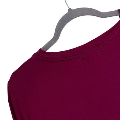 Top Ligne Magenta Cutout Neck Long Sleeve Top