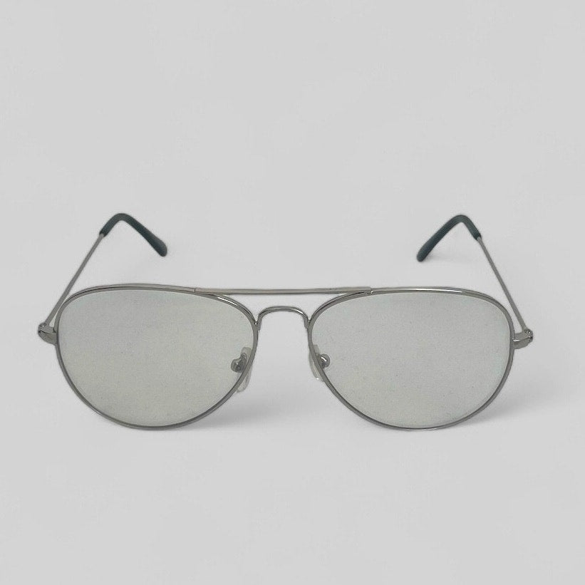 Clear Aviator Silver Frame Glasses