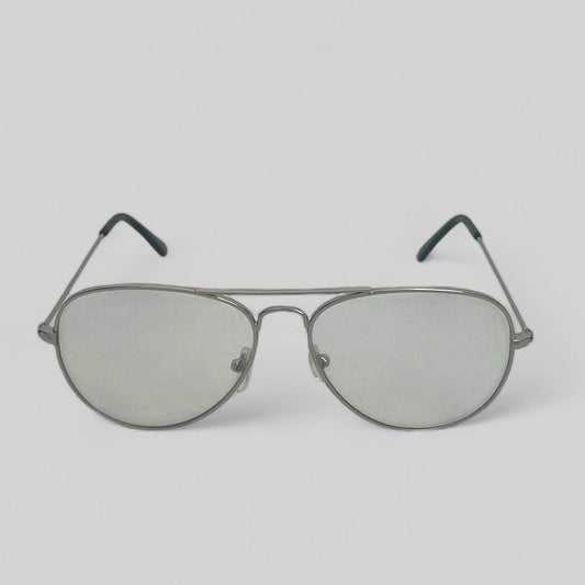 Clear Aviator Silver Frame Glasses