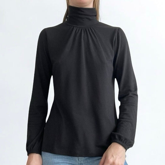 Carolyn Taylor Black Soft High Neck Long Sleeve Blouse