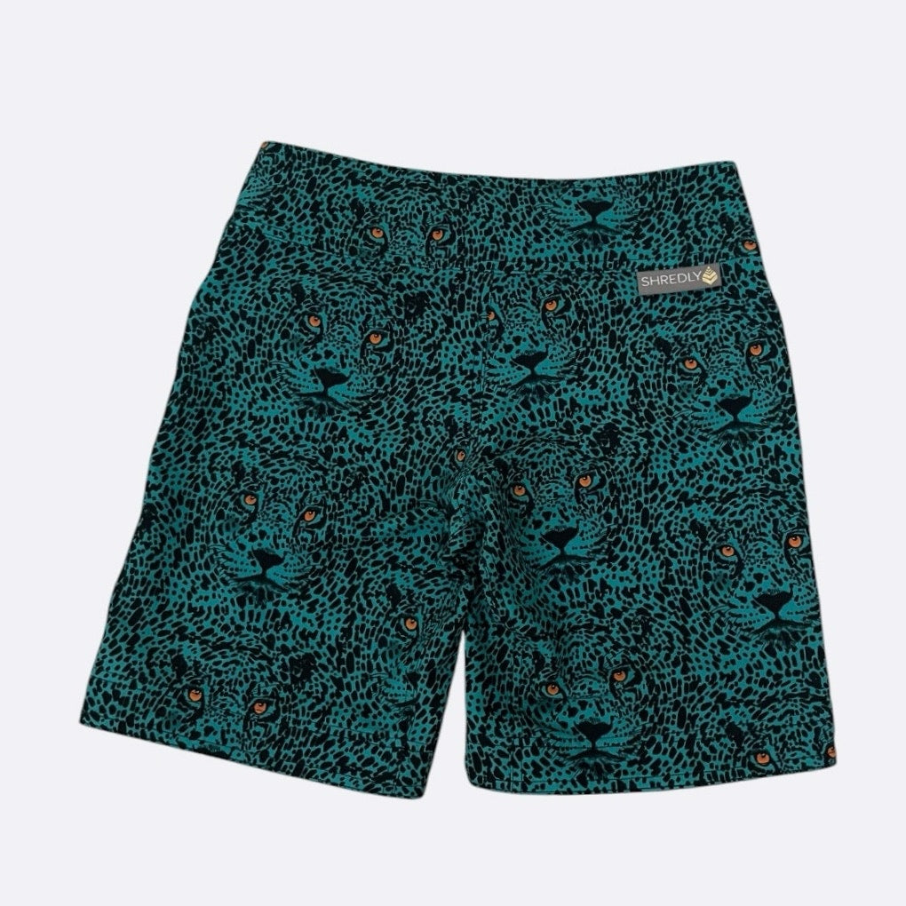 NWOT Shredly Teal Leopard Print Active Shorts