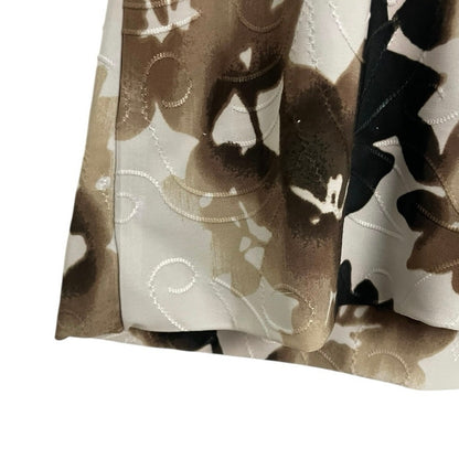 JM Collection Vintage Floral Brown & White Embroidered Short Sleeve Blouse