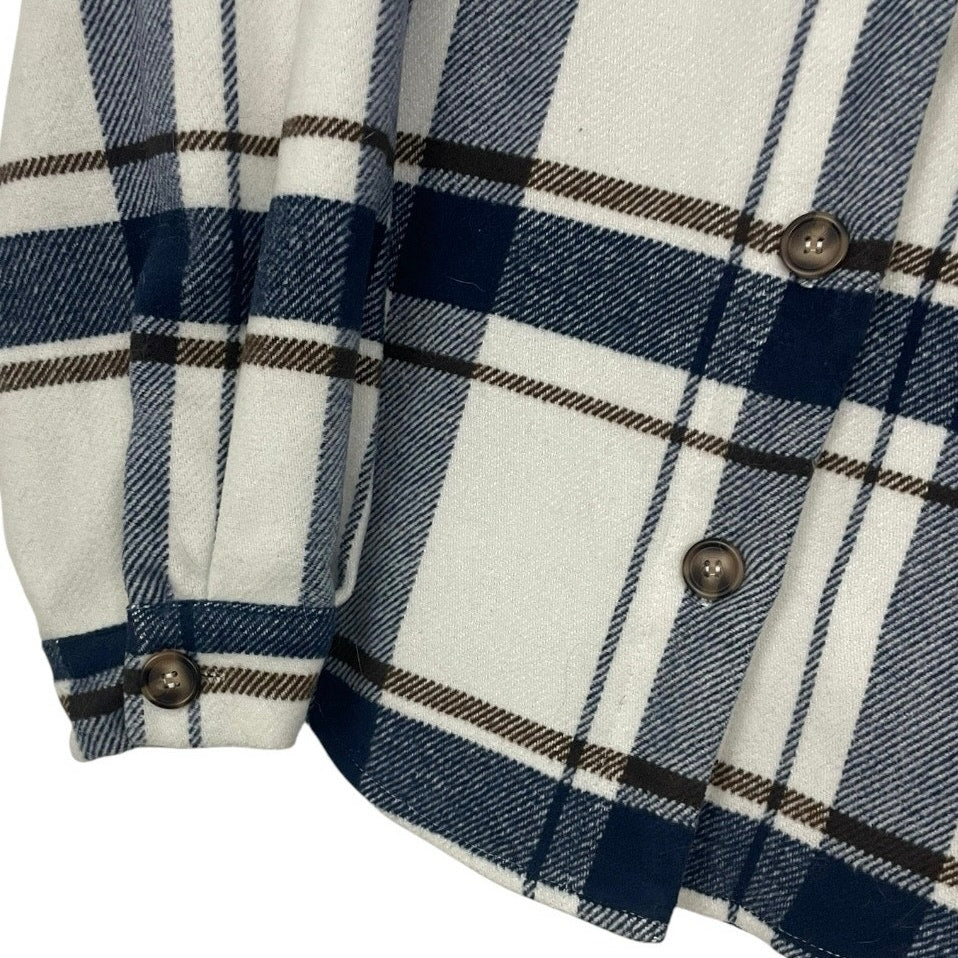 Love Tree Navy Plaid Button Down Jacket