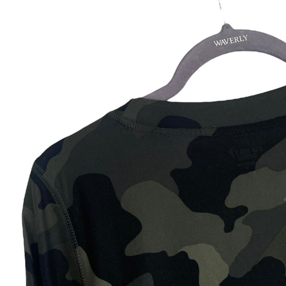 Old Navy Active Breathe On Green Camouflage Long Sleeve Faux Wrap Top