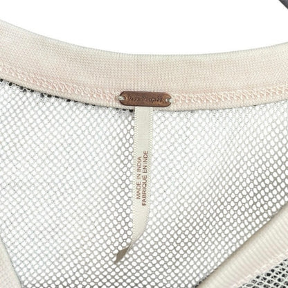 Free People Light Pink Mesh Embroidered Long Sleeve Blouse