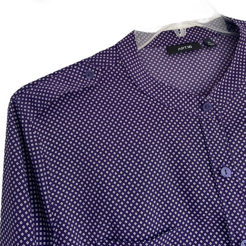 Apt. 9 Purple Patterned Button Down Long Sleeve Blouse