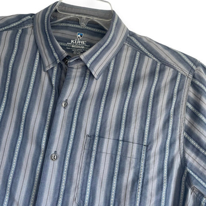 Kühl Mens Blue Striped Short Sleeve Button Down Shirt
