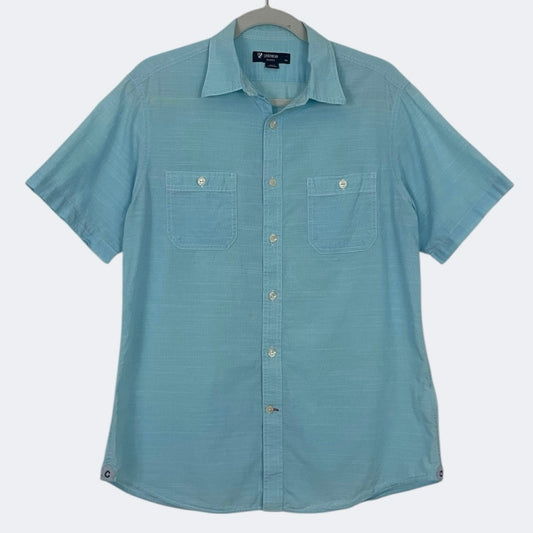 Cremieux Classics Mens Blue Short Sleeve Button Down Shirt