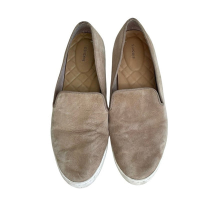 Birdies Beige Genuine Suede Leather Slip-On Espadrilles