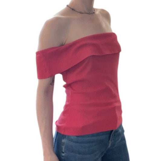 Old Navy Off the Shoulder Foldover Ribbed Blouse