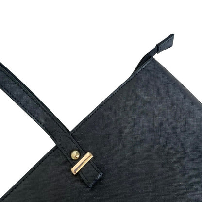 LoveVook Black Faux Leather Structured Tote Bag
