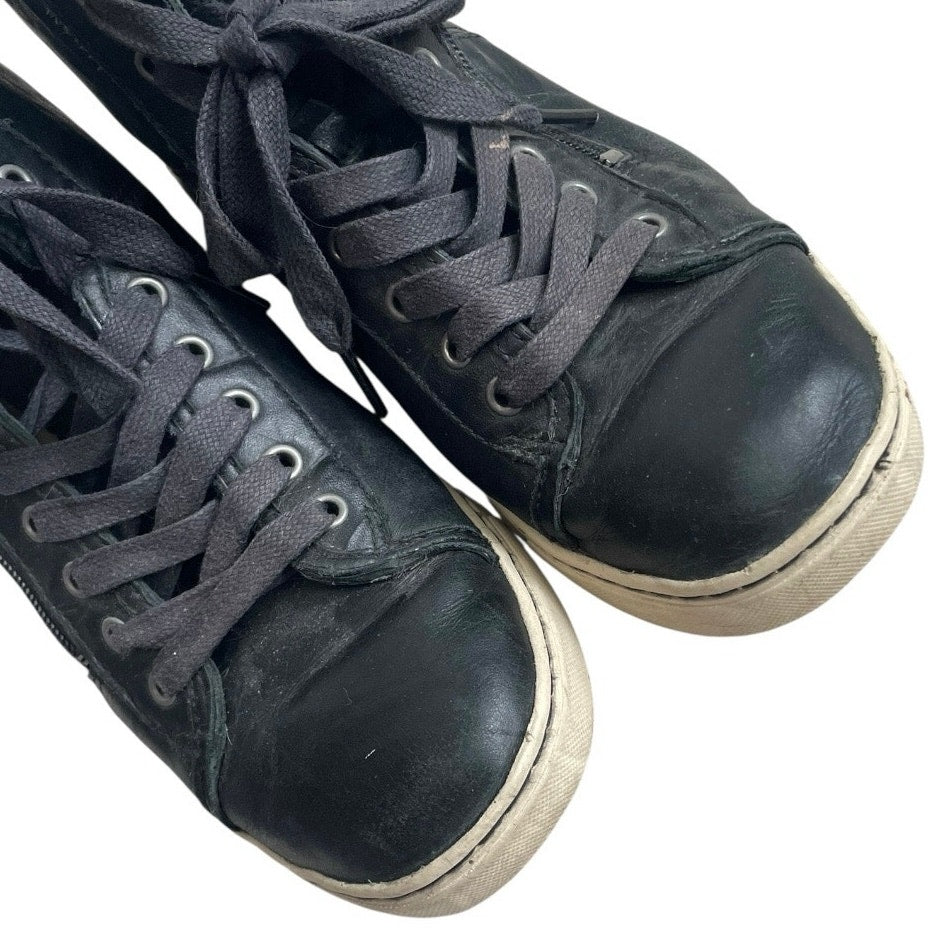UGG Black Leather Zipper High Top Sneakers