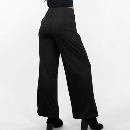 Black Pleated Wide Leg High Rise Palazzo Pants