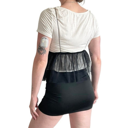 Melrose and Market Black & White Layered Mesh Top