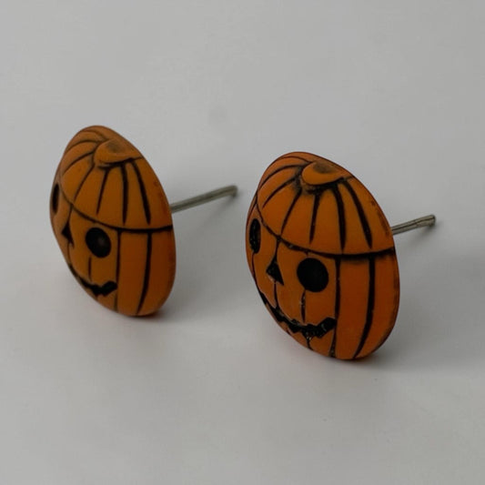 Jack O' Lantern Pumkin Stud Earrings