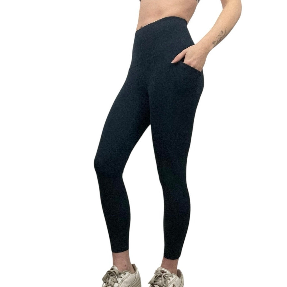 Navy Blue High Rise Active Leggings with Pockets