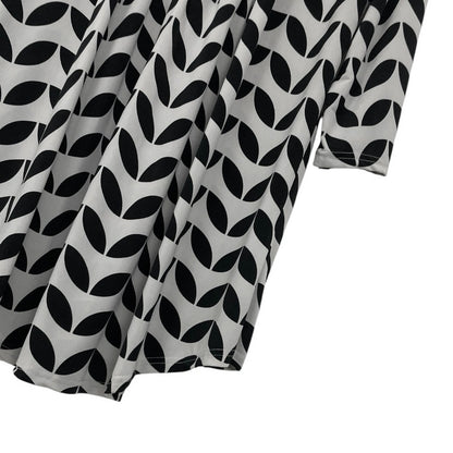 Reborn Black & White Geometric Print 3/4 Sleeve Tunic Blouse