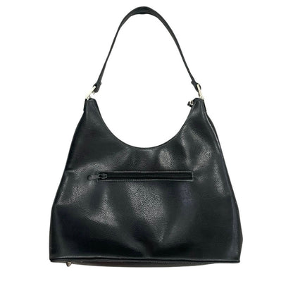 Black Vinyl Faux Leather Blue M Shoulder Bag