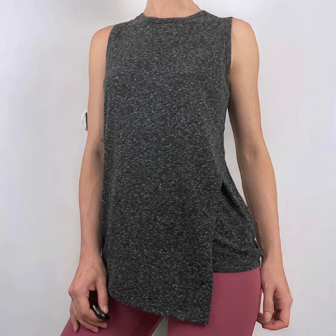 Athleta Soft Grey Asymmetrical Tank Top Blouse