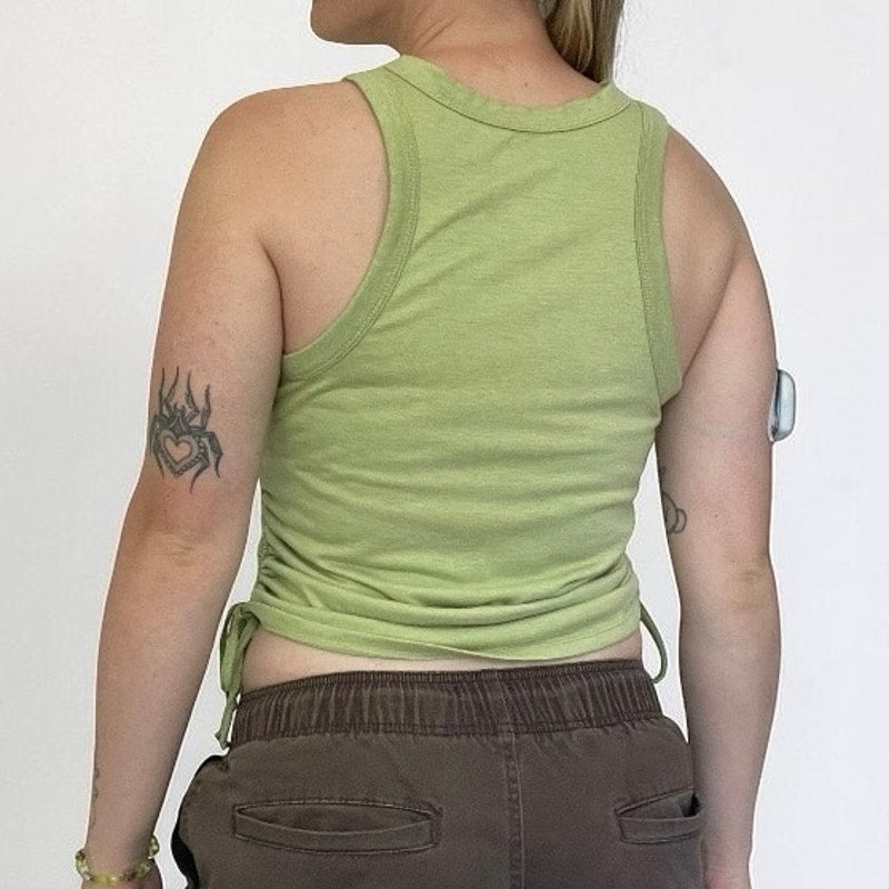 SO Lime Green Ruched Side Tie Tank Top